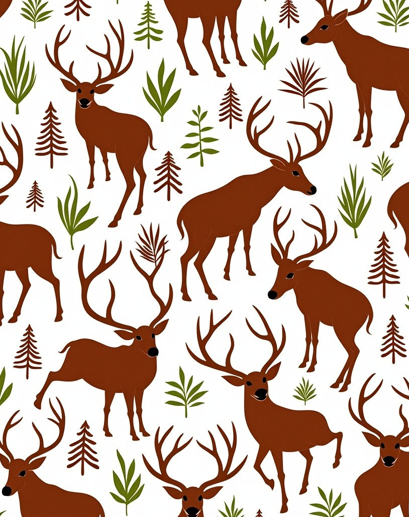 Rustic Woodland Deer Forest Scene Rug