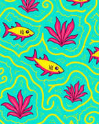 Coral Pink Yellow Ocean Waves Rug