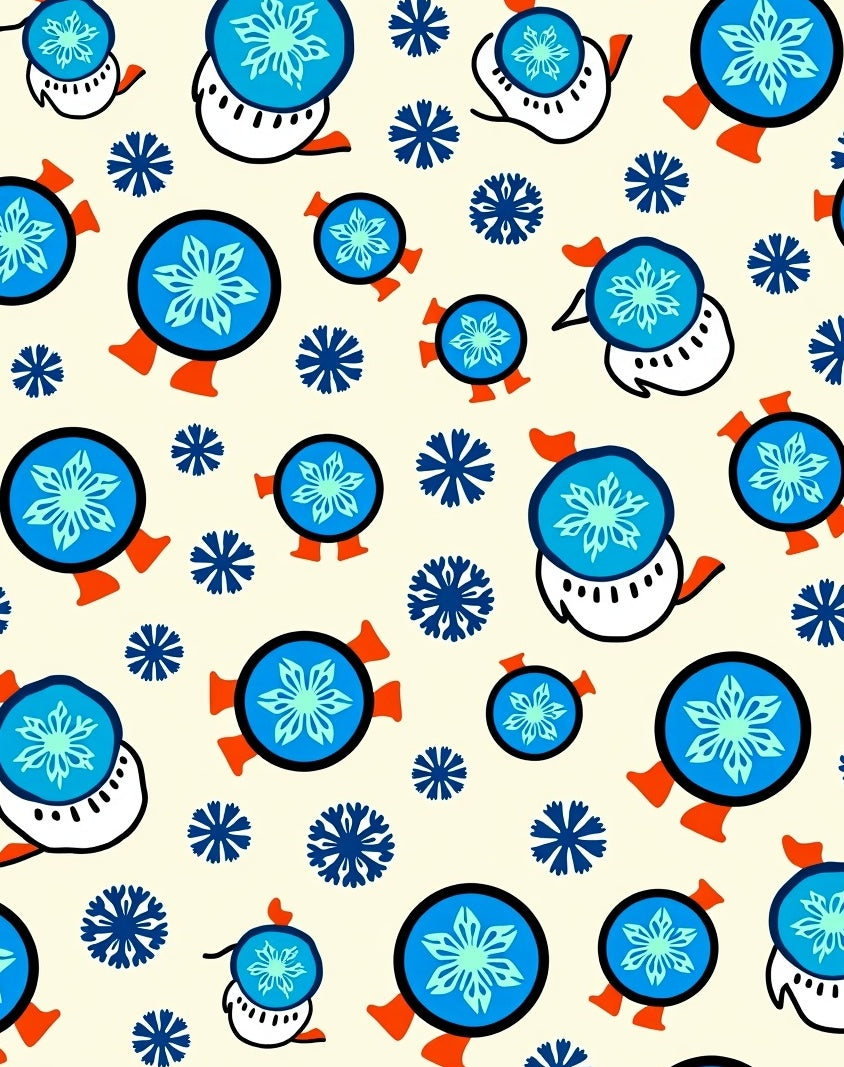 Blue Snowflake Circle Repeating Design Rug
