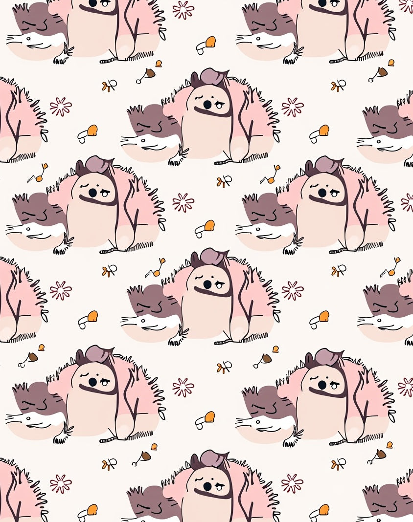 Cute Hedgehog Pink Spiky Garden Rug