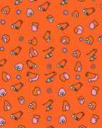 Whimsical Orange Pink Whimsical Characters Rug