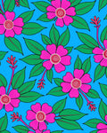 Vibrant Pink Floral Tropical Foliage Rug