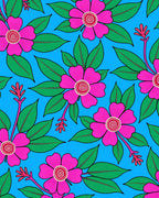 Vibrant Pink Floral Tropical Foliage Rug