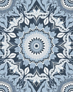 Indigo Blue Floral Mandala Rug
