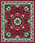 Deep Red Floral Vine Medallion Rug