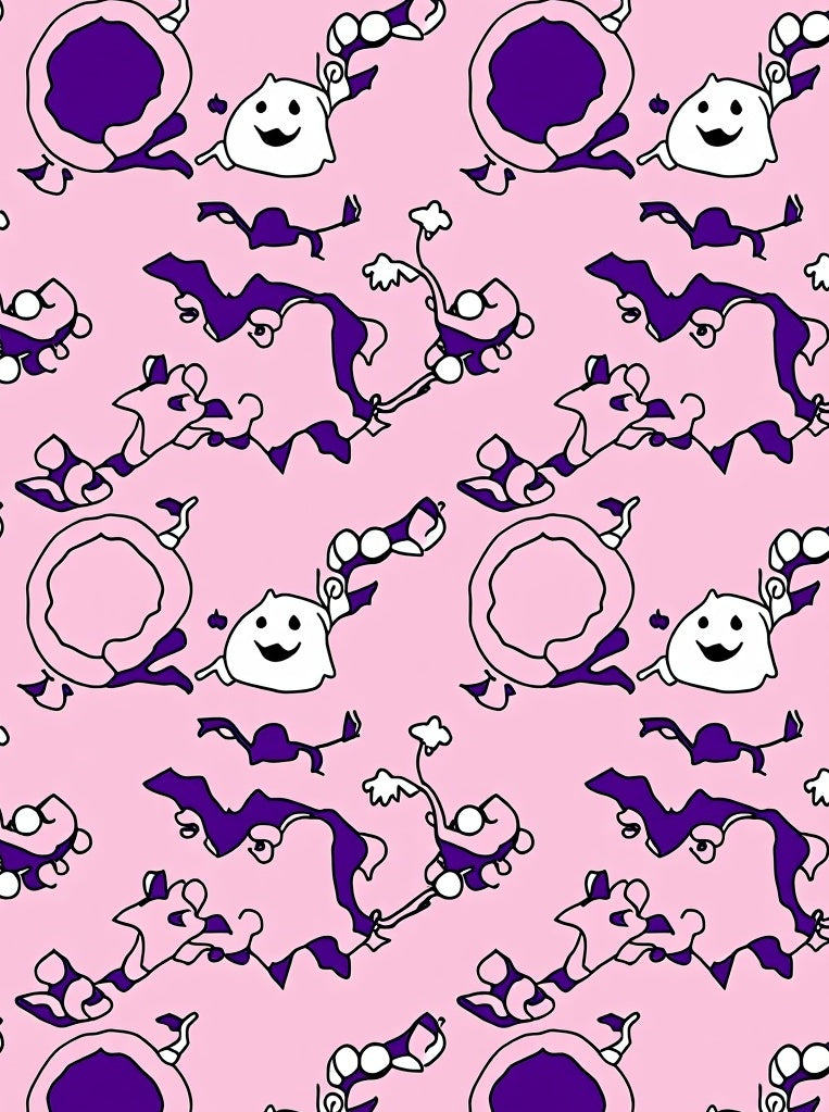 Whimsical Purple Creature Pink Play Rug