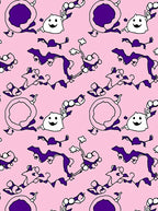 Whimsical Purple Creature Pink Play Rug