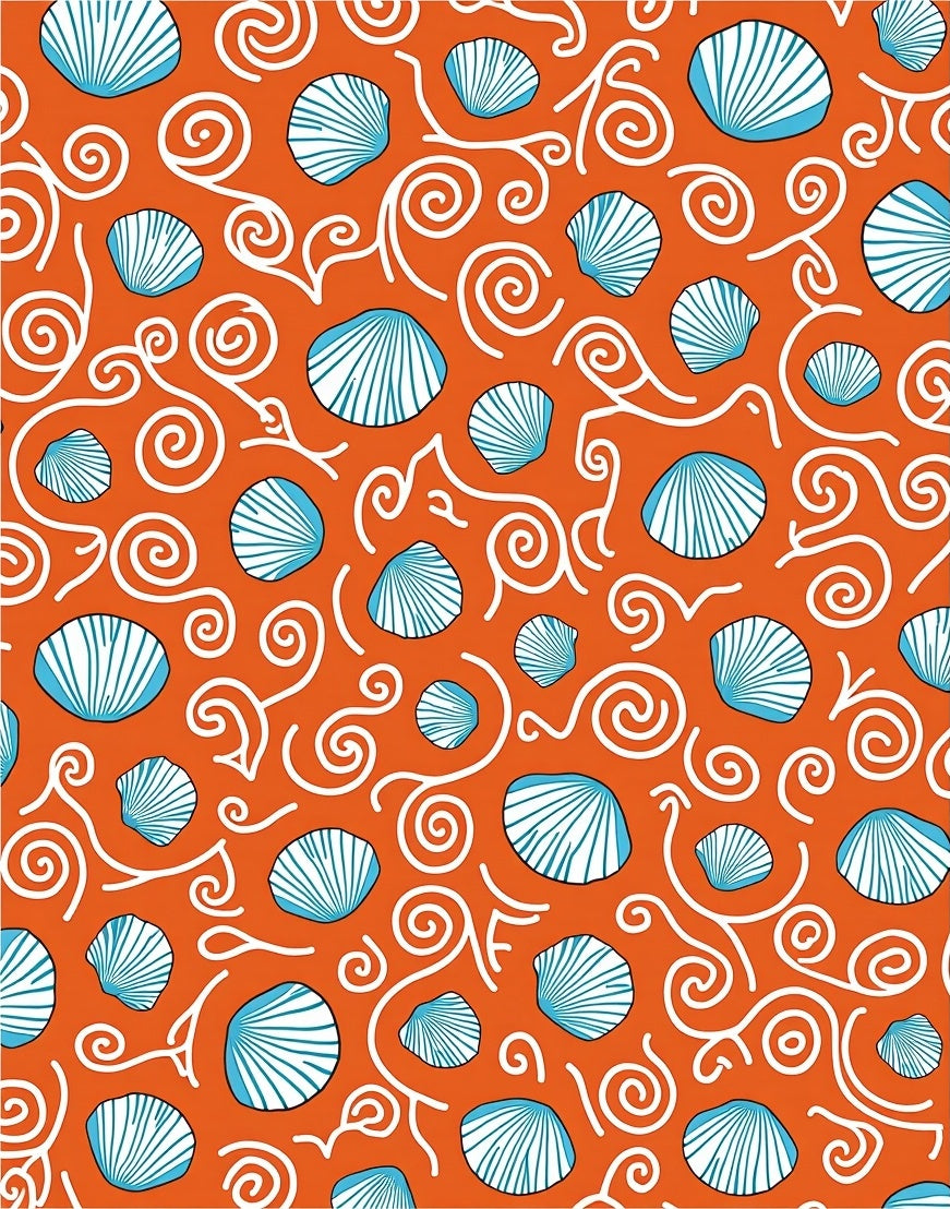 Ocean Coral Seashell Swirls Rug