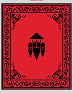 Crimson Red Tribal Frame With Black Emblem Rug