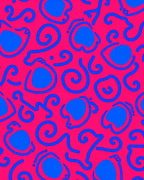 Vibrant Pink Blue Abstract Swirls Rug