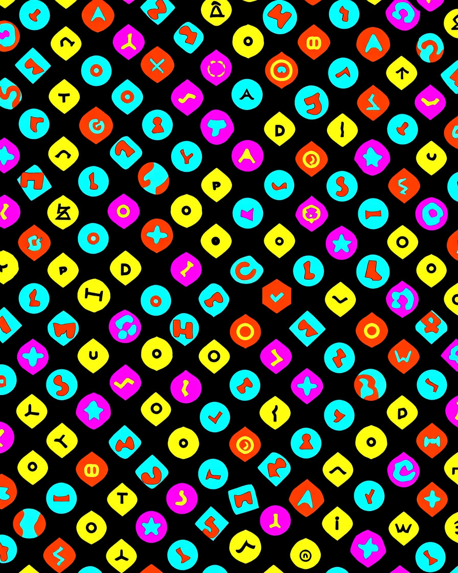 Bold Colorful Geometric Icons Collage Rug