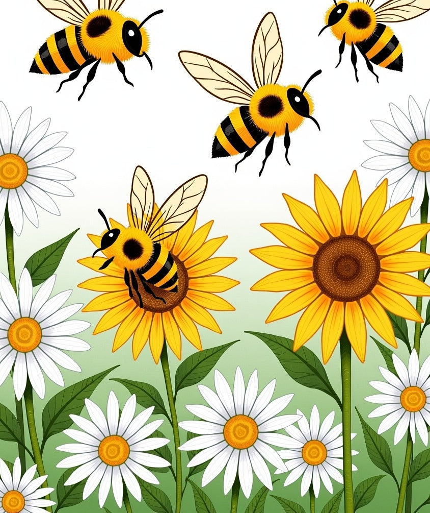 Yellow Daisy Bee Garden Rug