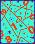 Bright Teal Orange Numbers Starburst Rug