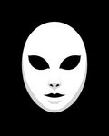 Mysterious White Mask Black Background Rug