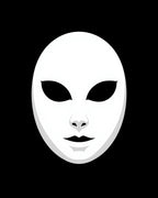 Mysterious White Mask Black Background Rug