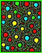 Festive Balloons Multicolored Black Background Rug
