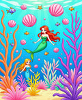 Whimsical Mermaid Coral Reef Undersea Adventure Rug