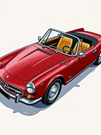 Classic Red Sports Car Illustration Rug