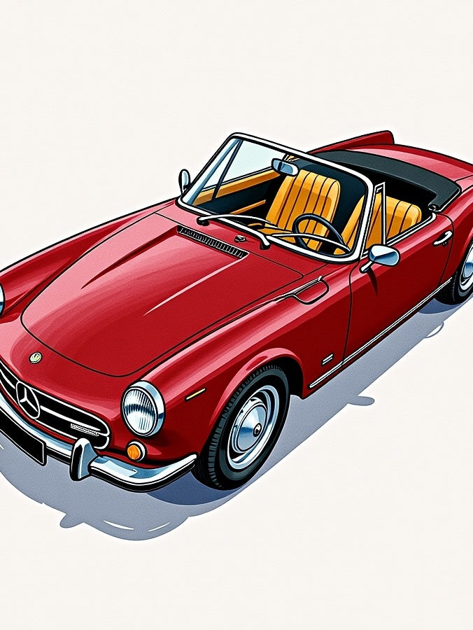 Classic Red Sports Car Illustration Rug