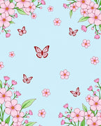Pink Blossom Butterfly Garden Scenery Rug