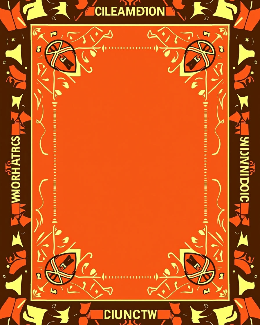 Orange and Yellow Armorial Scroll Rug