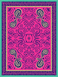 Vibrant Magenta Ornate Scrollwork Rug