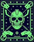 Neon Skull With Guns Accents Rug
