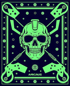 Neon Skull With Guns Accents Rug