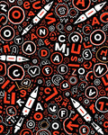 Bold Black White Orange Alphabet Mix Rug
