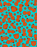 Aqua Orange Abstract Figure Medallion Collage Rug