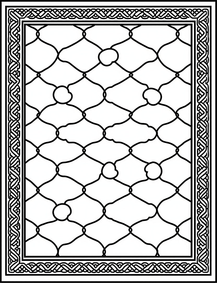 Monochromatic Interlocking Lattice Border Rug