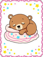 Sleeping Bear With Pink Star Pillow Rug