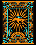 Orange Horse Sunburst Celtic Frame Rug