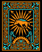Orange Horse Sunburst Celtic Frame Rug