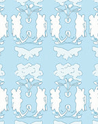 Sky Blue Abstract Clouds and Flower Rug
