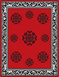 Scarlet bloom medallions with ornate border Rug