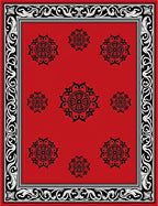 Scarlet bloom medallions with ornate border Rug