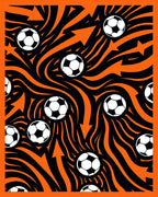 Dynamic Orange Soccer Ball Swirl Rug