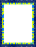 Navy Blue Geometric Blocks Border Rug