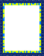 Navy Blue Geometric Blocks Border Rug