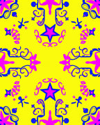 Vibrant Yellow Starburst Motif Rug