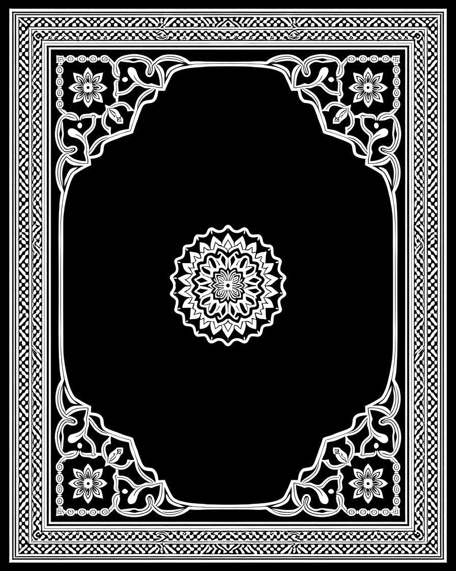 Intricate White Mandala Floral Border Rug