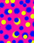 Vibrant Blue Yellow Starburst Pink Field Rug
