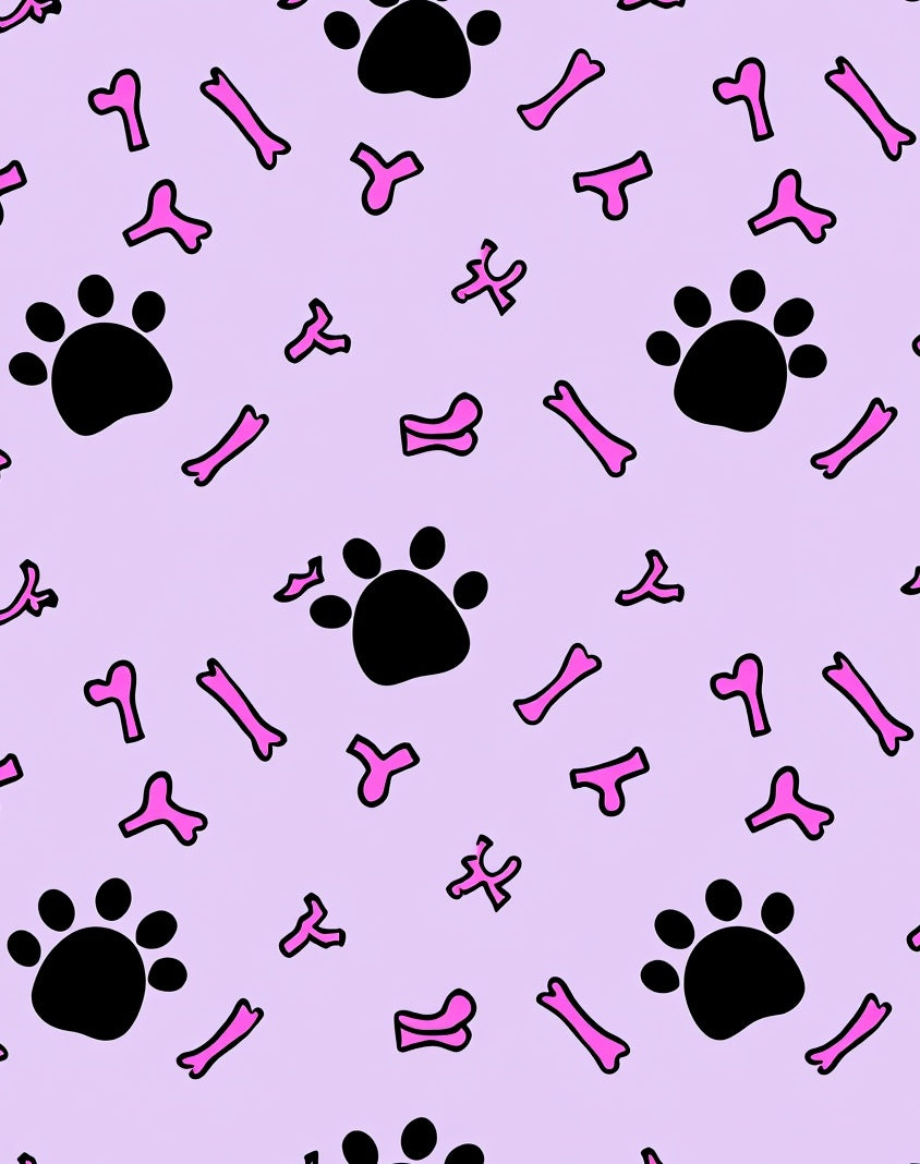 Pink Paw Prints and Bones Rug