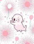 Cute Pink Ghost Balloon Starburst Rug