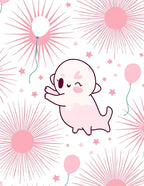 Cute Pink Ghost Balloon Starburst Rug