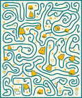 Teal Maze Yellow Whimsical Creatures Rug