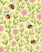 Whimsical Bumblebee Floral Garden Rug