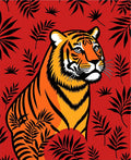 Bold Tiger Among Tropical Leaves Rug