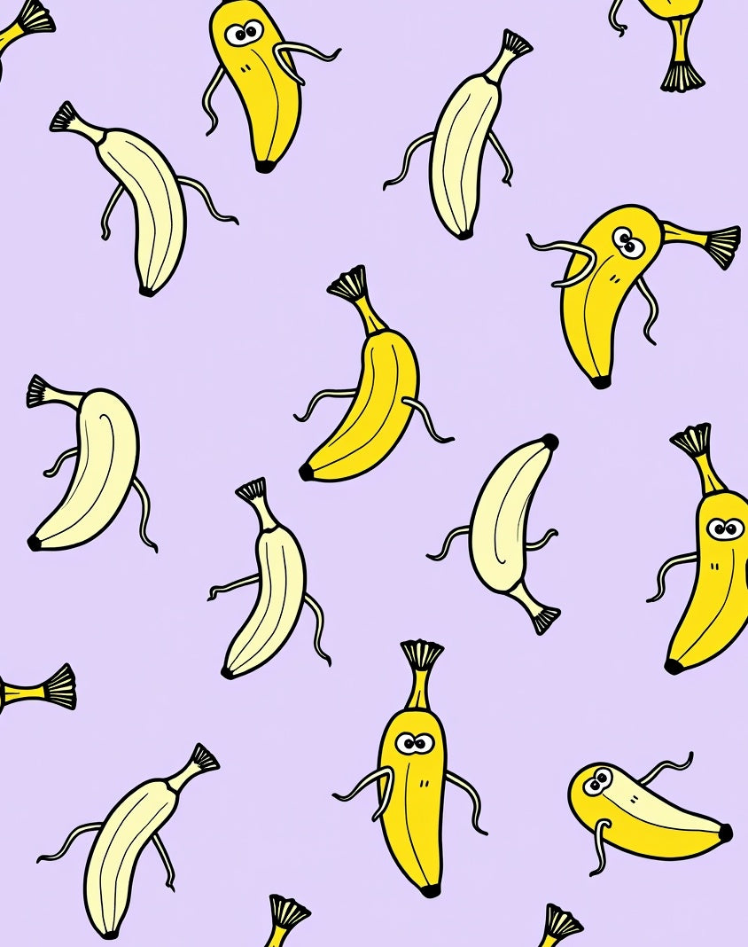 Whimsical Yellow Bananas Purple Background Rug